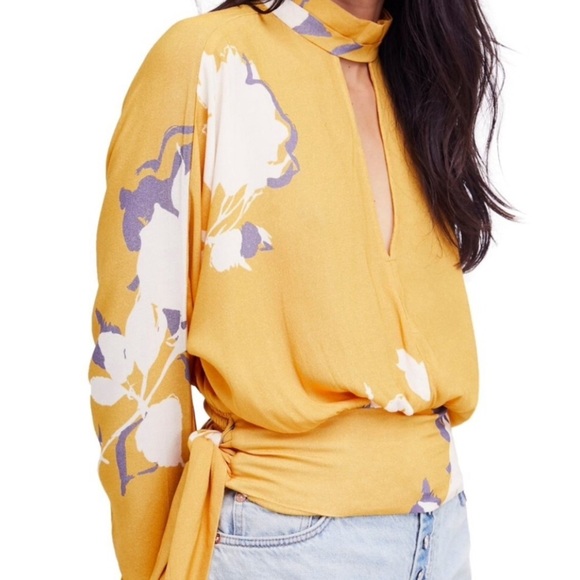 Free People Say You Love Me Keyhole Tie Blouse - Picture 2 of 8